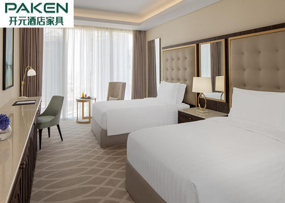 เฟอร์นิเจอร์โรงแรมราคาประหยัดชุดห้องนอน Qatar / Arabic Light Luxury Furnitures Walnut + Golden SS